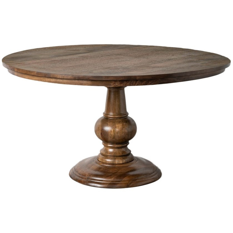 Table à manger ronde en manguier massif brun profond Ø150x77 cm Falena Ixia - 1
