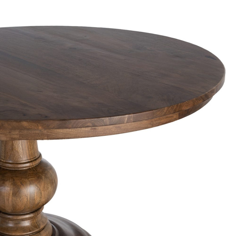 Table à manger ronde en manguier massif brun profond Ø150x77 cm Falena Ixia - 3