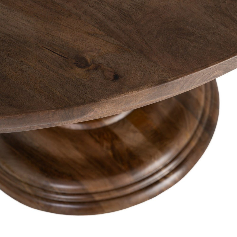 Table à manger ronde en manguier massif brun profond Ø150x77 cm Falena Ixia - 4