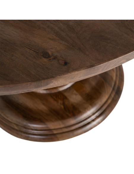 Table à manger ronde en manguier massif brun profond Ø150x77 cm Falena Ixia - 4