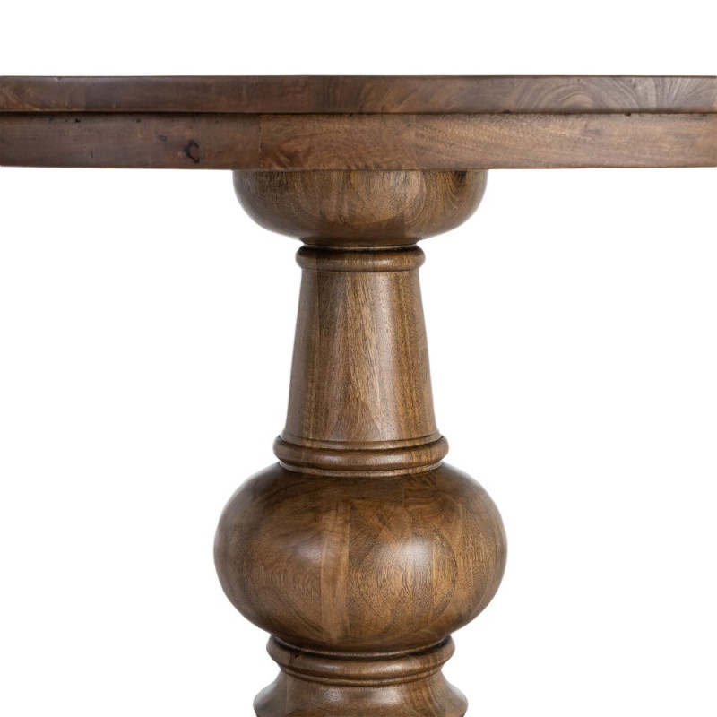 Table à manger ronde en manguier massif brun profond Ø150x77 cm Falena Ixia - 5