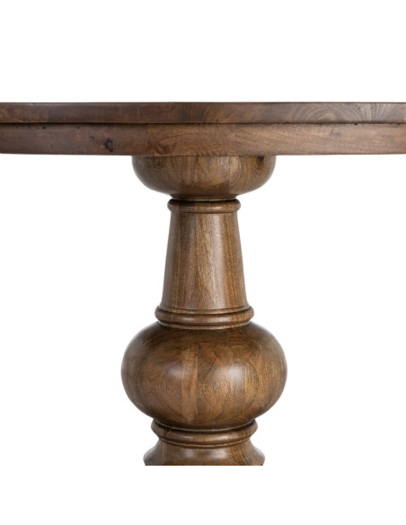 Table à manger ronde en manguier massif brun profond Ø150x77 cm Falena Ixia - 5