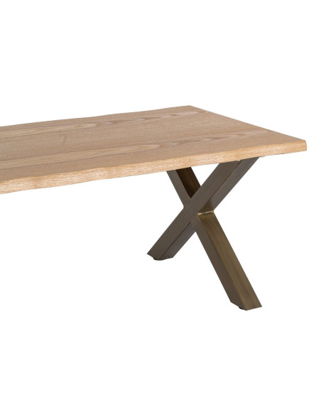 Table basse industrielle MDF effet bois miel et métal bronze 110x60x43 cm Zirela Ixia - 3