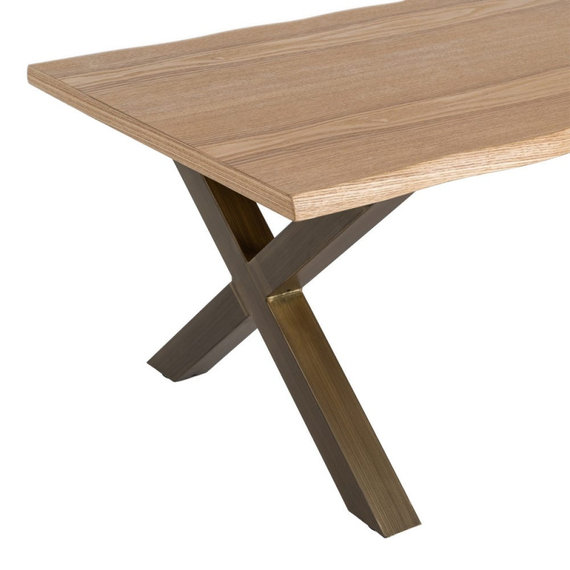 Table basse industrielle MDF effet bois miel et métal bronze 110x60x43 cm Zirela Ixia - 4