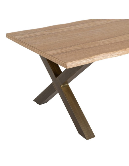 Table basse industrielle MDF effet bois miel et métal bronze 110x60x43 cm Zirela Ixia - 4