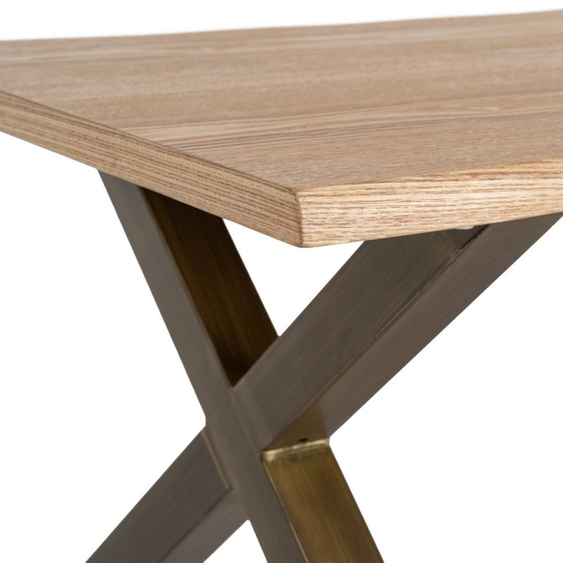 Table basse industrielle MDF effet bois miel et métal bronze 110x60x43 cm Zirela Ixia - 5