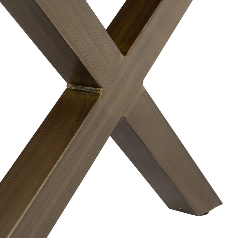 Table basse industrielle MDF effet bois miel et métal bronze 110x60x43 cm Zirela Ixia - 9