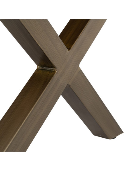 Table basse industrielle MDF effet bois miel et métal bronze 110x60x43 cm Zirela Ixia - 9