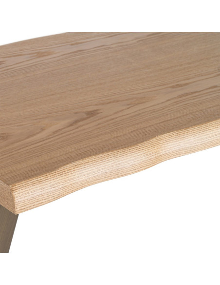 Table basse industrielle MDF effet bois miel et métal bronze 110x60x43 cm Zirela Ixia - 6