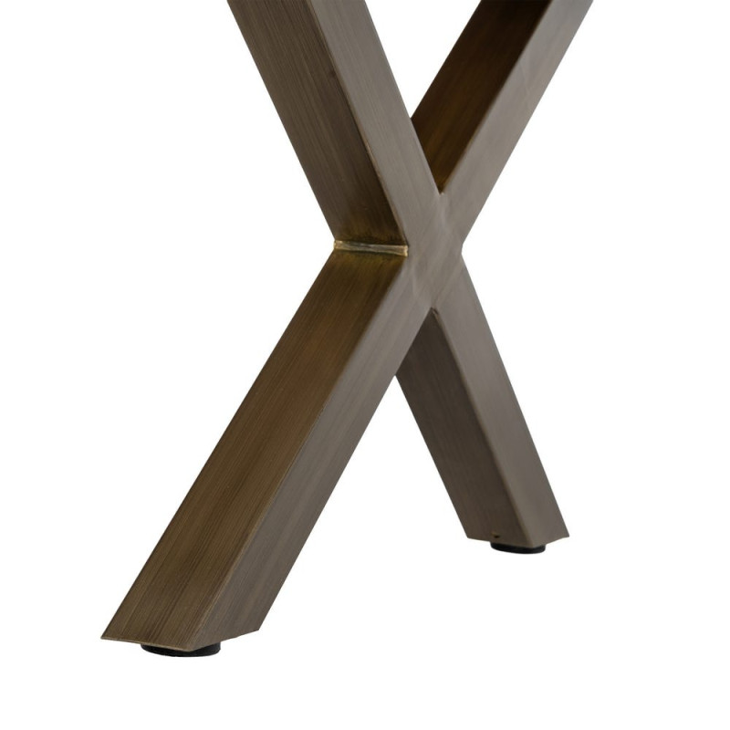 Table basse industrielle MDF effet bois miel et métal bronze 110x60x43 cm Zirela Ixia - 8