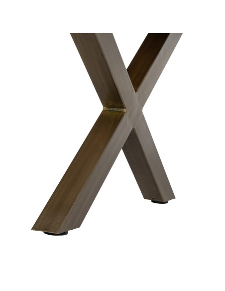 Table basse industrielle MDF effet bois miel et métal bronze 110x60x43 cm Zirela Ixia - 8