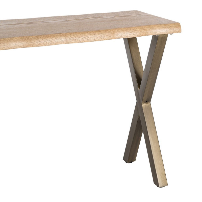 Console d’entrée MDF effet bois miel et métal bronze 110x45x79 cm Zirela Ixia - 3
