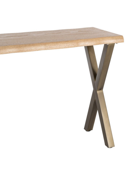 Console d’entrée MDF effet bois miel et métal bronze 110x45x79 cm Zirela Ixia - 3