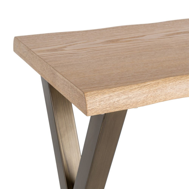 Console d’entrée MDF effet bois miel et métal bronze 110x45x79 cm Zirela Ixia - 4