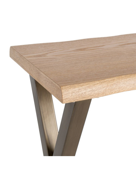 Console d’entrée MDF effet bois miel et métal bronze 110x45x79 cm Zirela Ixia - 4