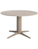 Table à manger ronde céramique effet travertin beige et métal Ø120x75 cm Gavena