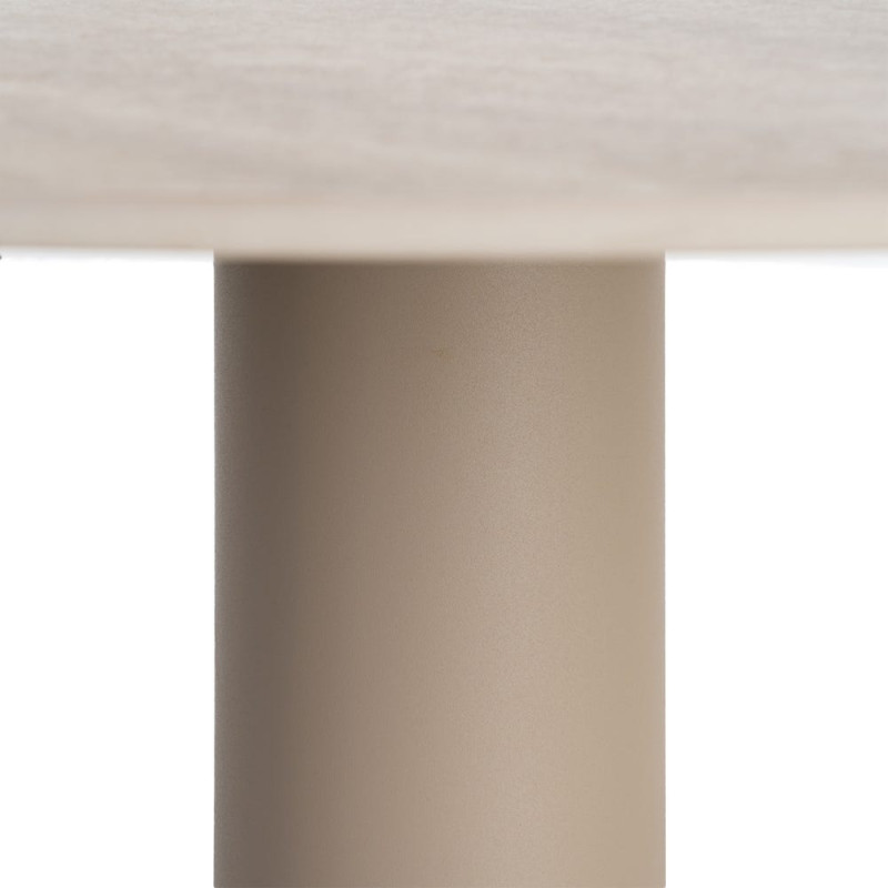 Table à manger ronde céramique effet travertin beige et métal Ø120x75 cm Gavena Ixia - 7