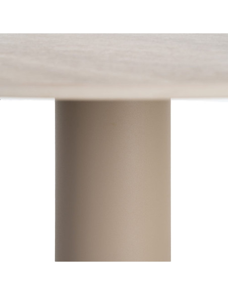 Table à manger ronde céramique effet travertin beige et métal Ø120x75 cm Gavena Ixia - 7