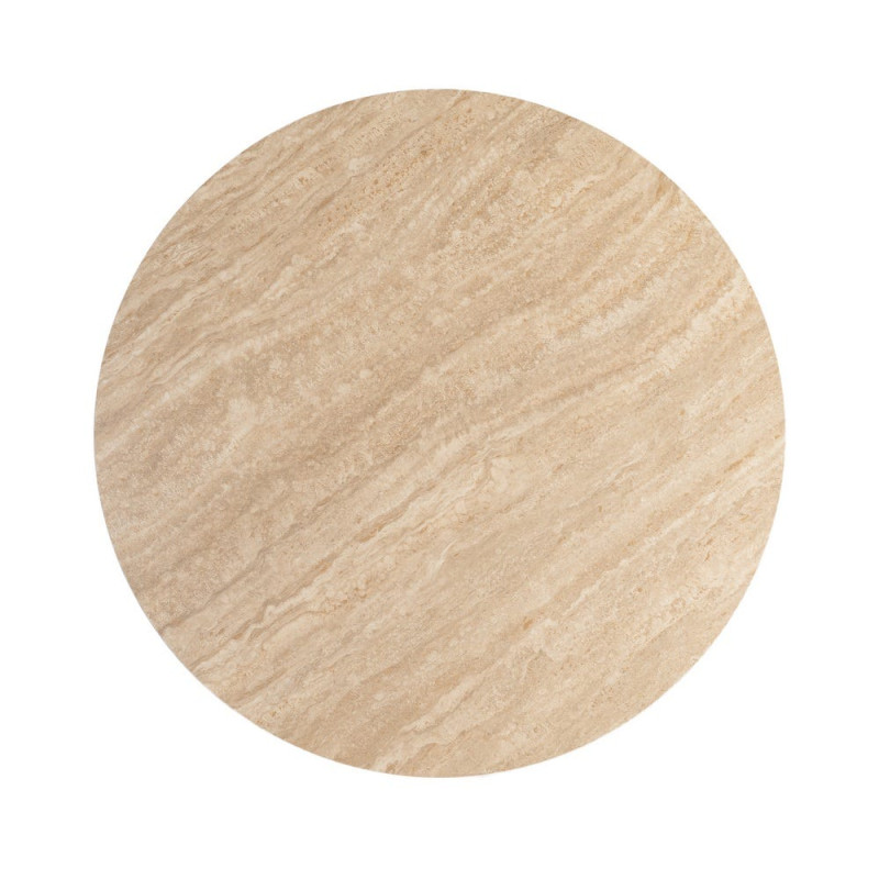 Table à manger ronde céramique effet travertin beige et métal Ø120x75 cm Gavena Ixia - 9