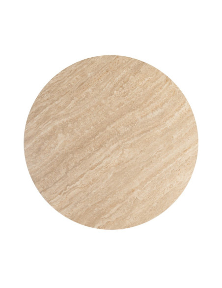 Table à manger ronde céramique effet travertin beige et métal Ø120x75 cm Gavena Ixia - 9