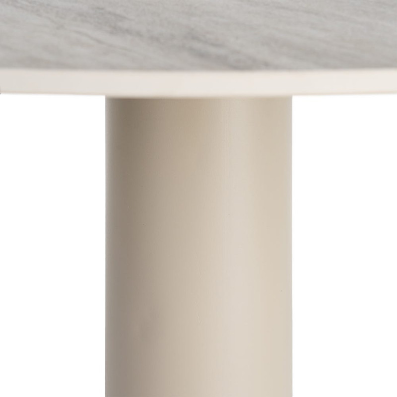 Table à manger ronde céramique effet travertin gris et métal Ø120x75 cm Gavena Ixia - 5