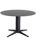 Table à manger ronde céramique effet travertin noir Ø120 cm Gavena
