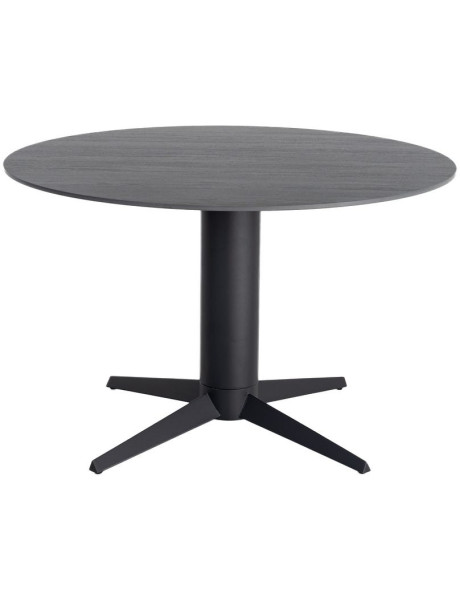 Table à manger ronde céramique effet travertin noir Ø120 cm Gavena Ixia - 1