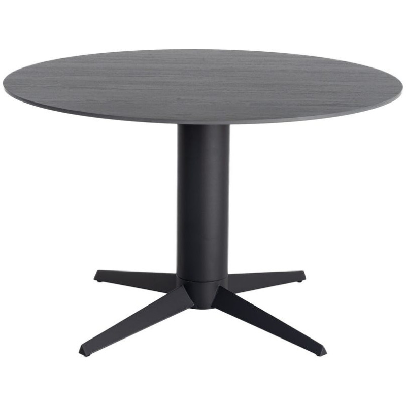 Table à manger ronde céramique effet travertin noir Ø120 cm Gavena Ixia - 1