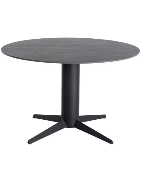 Table à manger ronde céramique effet travertin noir Ø120 cm Gavena Ixia - 1