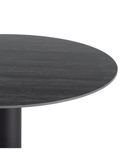 Table à manger ronde céramique effet travertin noir Ø120 cm Gavena Ixia - 2