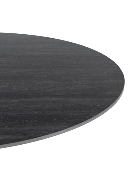 Table à manger ronde céramique effet travertin noir Ø120 cm Gavena Ixia - 3