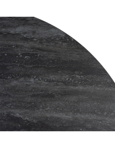 Table à manger ronde céramique effet travertin noir Ø120 cm Gavena Ixia - 8