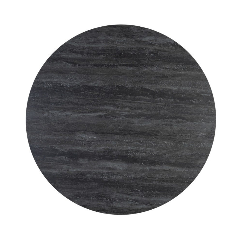 Table à manger ronde céramique effet travertin noir Ø120 cm Gavena Ixia - 9