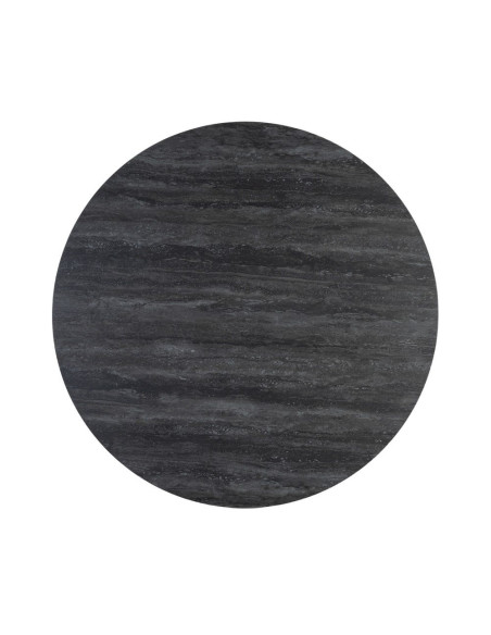 Table à manger ronde céramique effet travertin noir Ø120 cm Gavena Ixia - 9