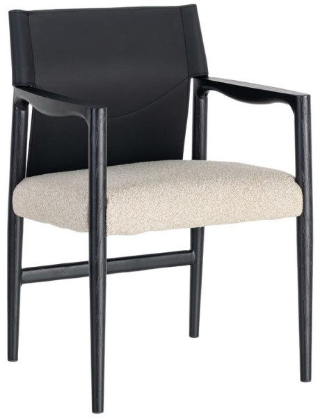 Chaise avec accoudoirs coton écru et métal noir 50x50x81,5 cm Lareno Ixia - 1