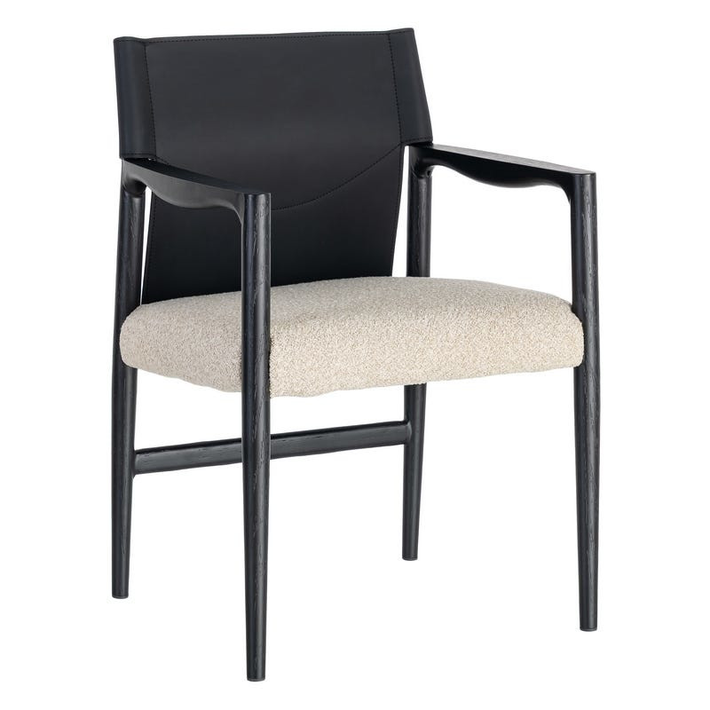 Chaise avec accoudoirs coton écru et métal noir 50x50x81,5 cm Lareno Ixia - 1