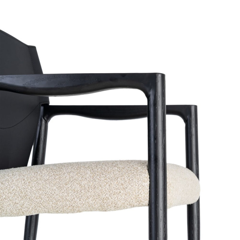 Chaise avec accoudoirs coton écru et métal noir 50x50x81,5 cm Lareno Ixia - 3