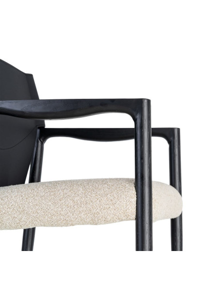 Chaise avec accoudoirs coton écru et métal noir 50x50x81,5 cm Lareno Ixia - 3