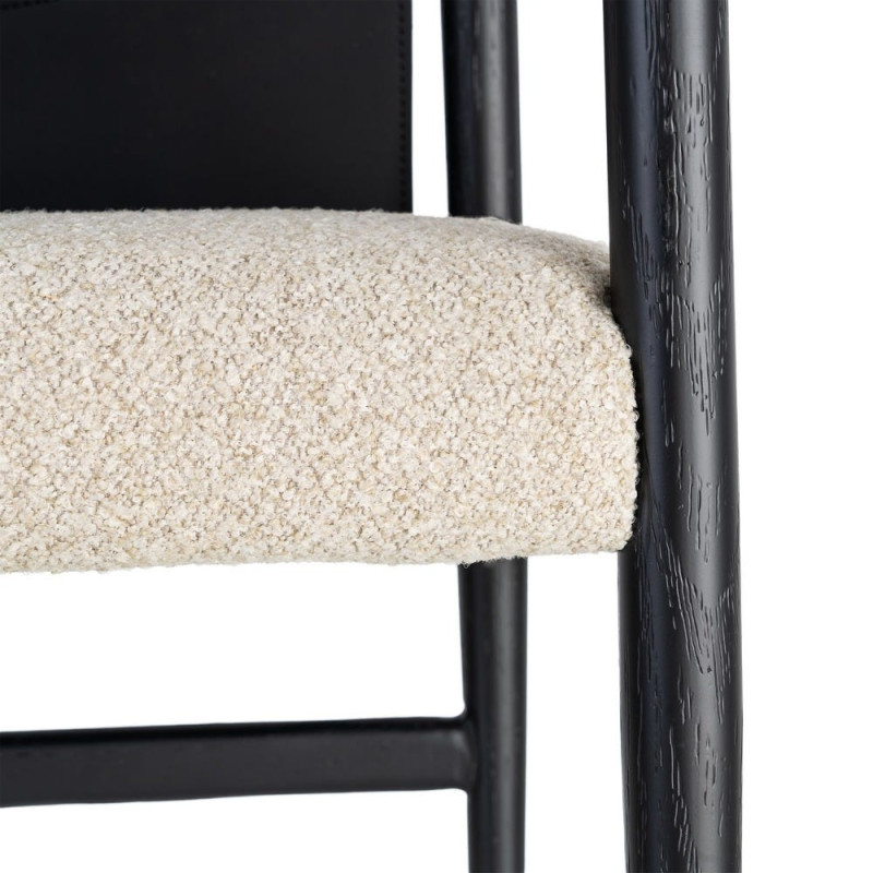 Chaise avec accoudoirs coton écru et métal noir 50x50x81,5 cm Lareno Ixia - 4