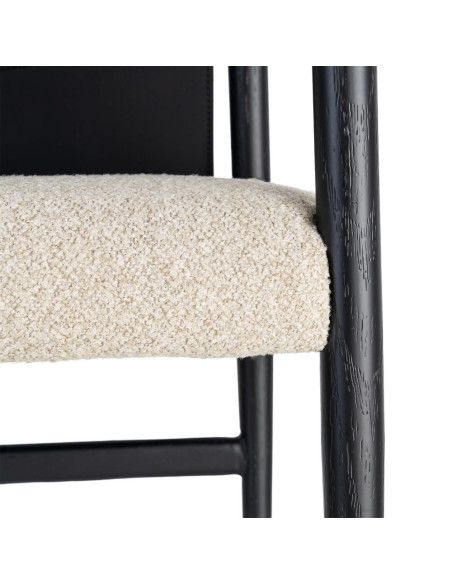 Chaise avec accoudoirs coton écru et métal noir 50x50x81,5 cm Lareno Ixia - 4