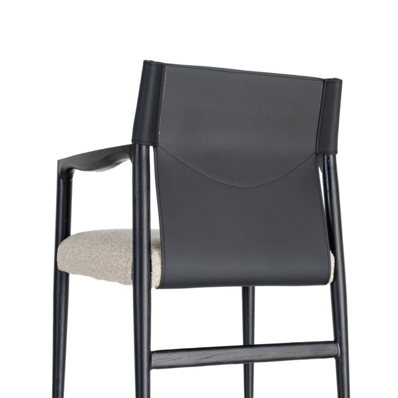 Chaise avec accoudoirs coton écru et métal noir 50x50x81,5 cm Lareno Ixia - 5