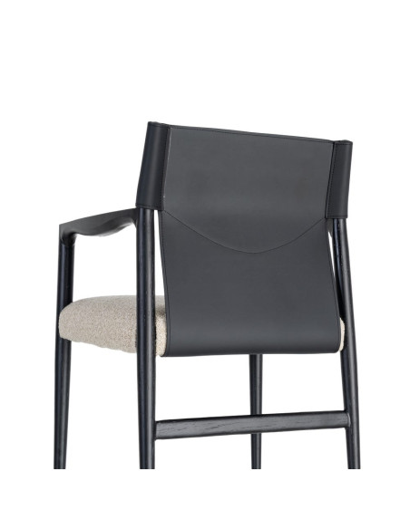 Chaise avec accoudoirs coton écru et métal noir 50x50x81,5 cm Lareno Ixia - 5