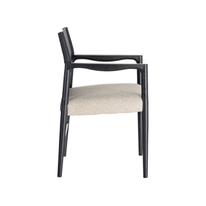 Chaise avec accoudoirs coton écru et métal noir 50x50x81,5 cm Lareno Ixia - 6