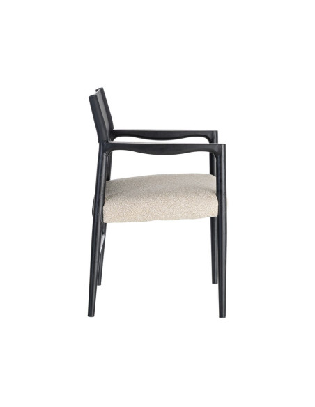 Chaise avec accoudoirs coton écru et métal noir 50x50x81,5 cm Lareno Ixia - 6