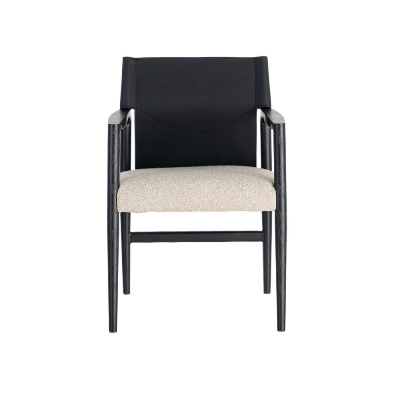 Chaise avec accoudoirs coton écru et métal noir 50x50x81,5 cm Lareno Ixia - 8