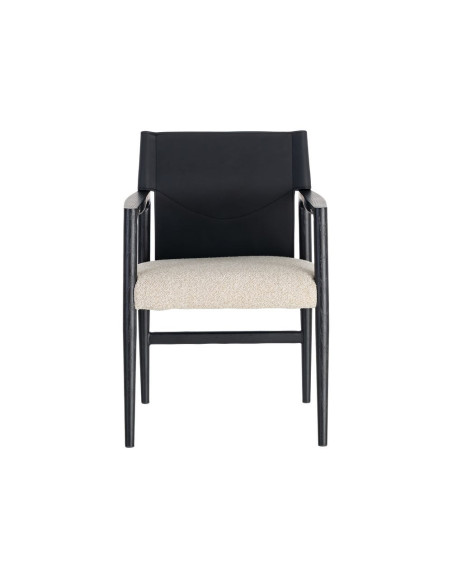 Chaise avec accoudoirs coton écru et métal noir 50x50x81,5 cm Lareno Ixia - 8