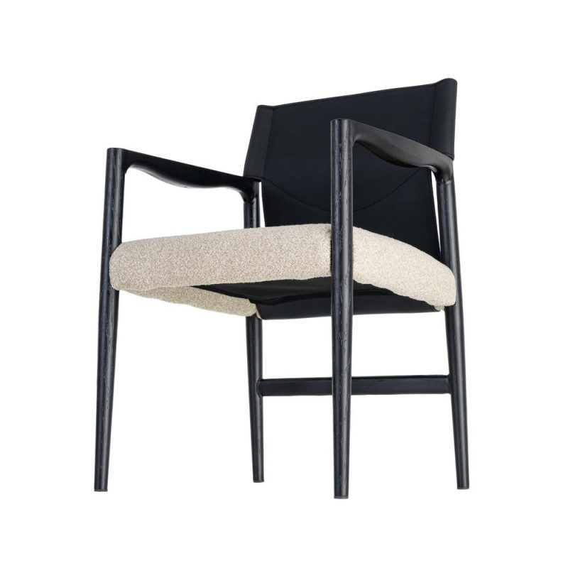 Chaise avec accoudoirs coton écru et métal noir 50x50x81,5 cm Lareno Ixia - 9