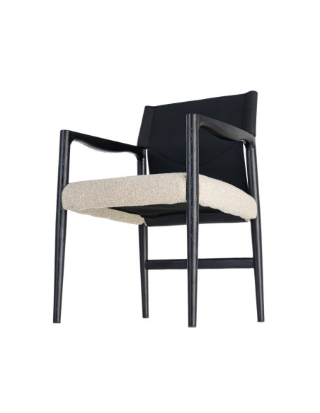 Chaise avec accoudoirs coton écru et métal noir 50x50x81,5 cm Lareno Ixia - 9