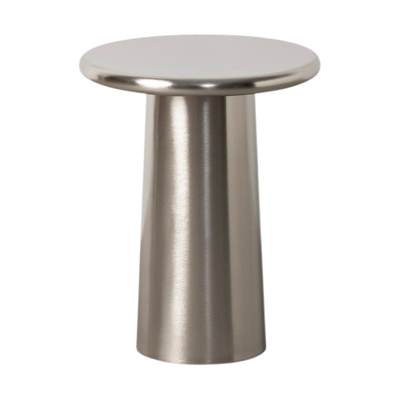 Bout de canapé rond métal argenté 38x38x49 cm Azira Ixia - 1