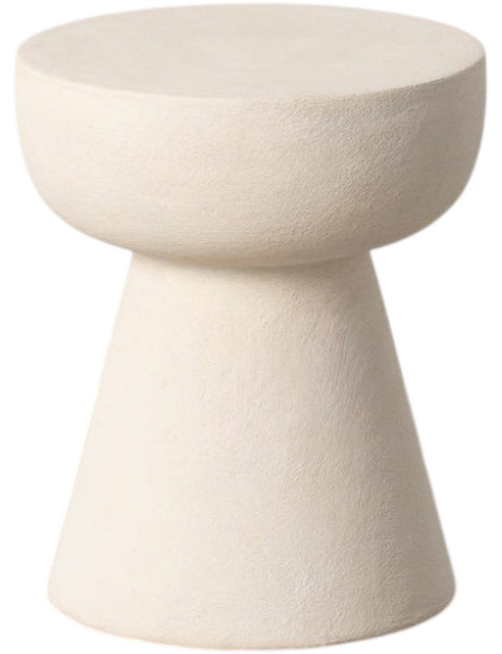 Table d’appoint ronde métal blanc cassé effet papier mâché 34x34x40 cm Sarela Ixia - 1